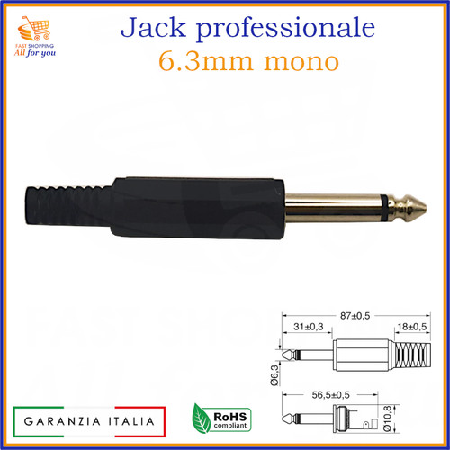 Connettore jack maschio - , 6.3mm